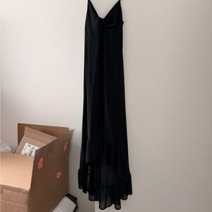 wild fable Black High-Low Slip Dress with Ruffle Hem